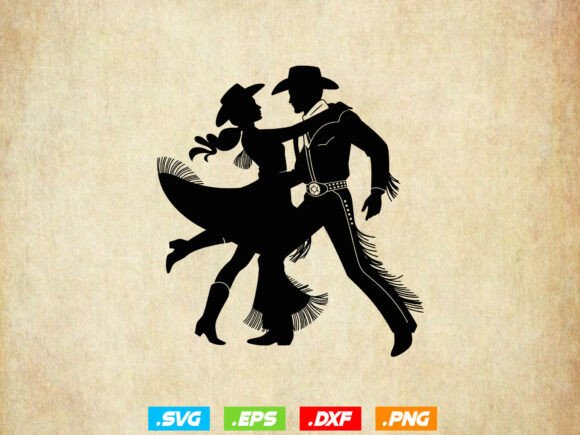 Cowboy and Cowgirl Dancing SVG for Real Embroidery Projects