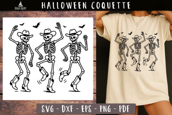 Cowboy Dancing Skeletons SVG: A Bold Halloween Embroidery Design for Crafters