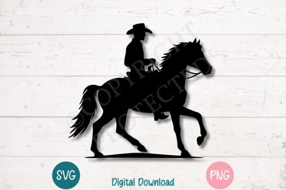 Cowboy Riding Horse SVG PNG: A Wild West Silhouette for Embroidery Projects