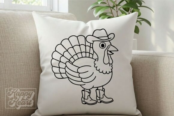 Cowboy Turkey SVG for Thanksgiving Embroidery Projects