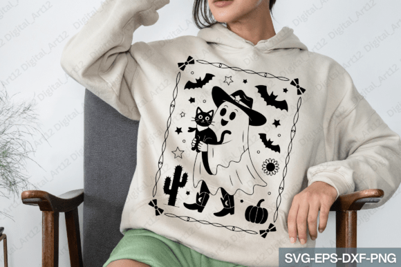 Halloween Cowboy Ghost Boo Haw Coquette: A Bold, Thematic Embroidery Design
