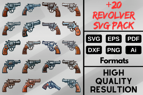 Revolver SVG Bundle Pack for Embroidery Projects